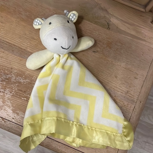 Circo Baby Lovey Security Blanket Giraffe Yellow Satin Trim Chevron - Picture 1 of 9